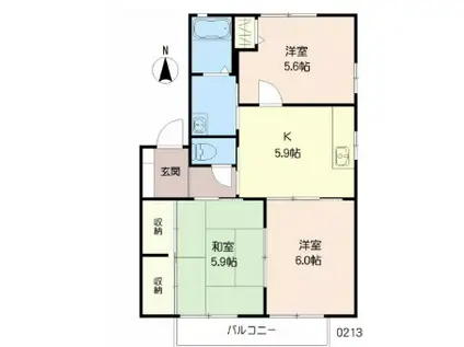 ファミール蔵上(3DK/2階)の間取り写真