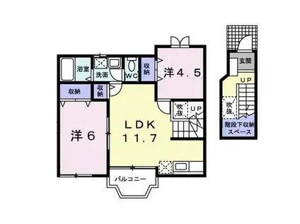 ガーデンヒルズ斑鳩I(2LDK/2階)の間取り写真