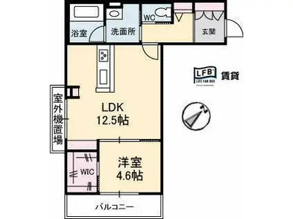 グラシア(1LDK/2階)の間取り写真