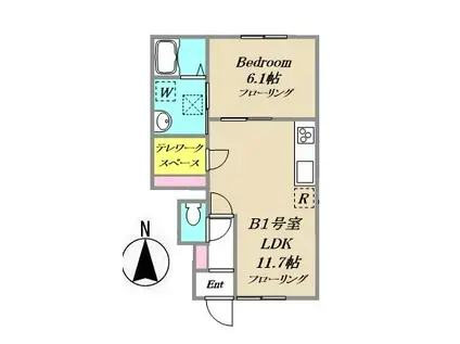 グランシャンT・S(1LDK/1階)の間取り写真