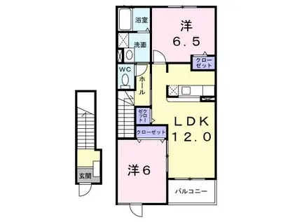 アヴェニール(2LDK/2階)の間取り写真