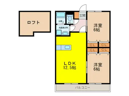 エスペランサII(2LDK/2階)の間取り写真