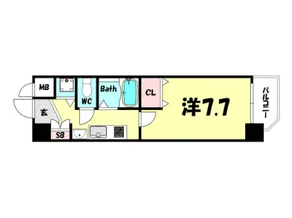 PRESSANCE神戸駅前グランツ(1K/4階)の間取り写真