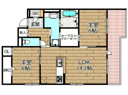 プランドール楓(2LDK/1階)の間取り写真