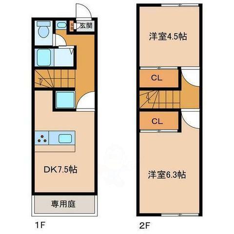 OA FLAT飯田(2DK/1階)の間取り写真