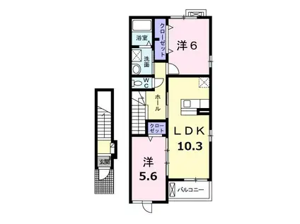 ボン マルシェ キャトル(2LDK/2階)の間取り写真