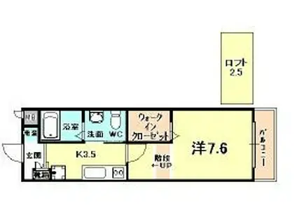 ワコーレヴィアノ須磨関守(1K/1階)の間取り写真