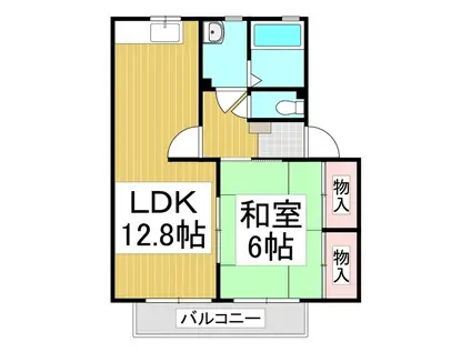 ディアスいこい(1LDK/1階)の間取り写真