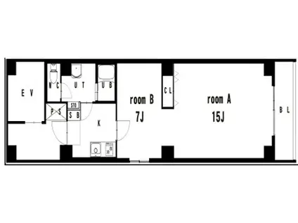 ユニーク靭公園前(1LDK/3階)の間取り写真