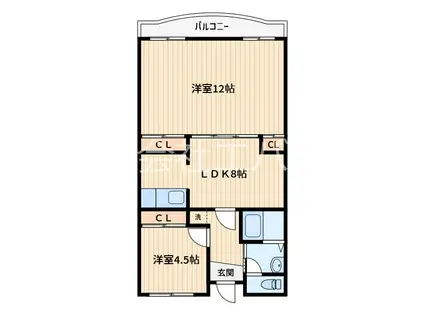 ハイムアズマ(2LDK/4階)の間取り写真