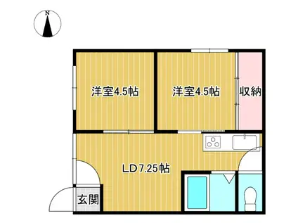 及川マンション(2DK/1階)の間取り写真