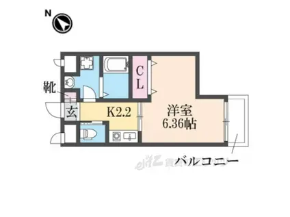 ハッピーアウル(1K/3階)の間取り写真