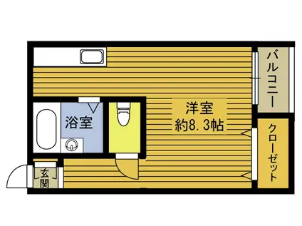 クラリア上野(ワンルーム/1階)の間取り写真