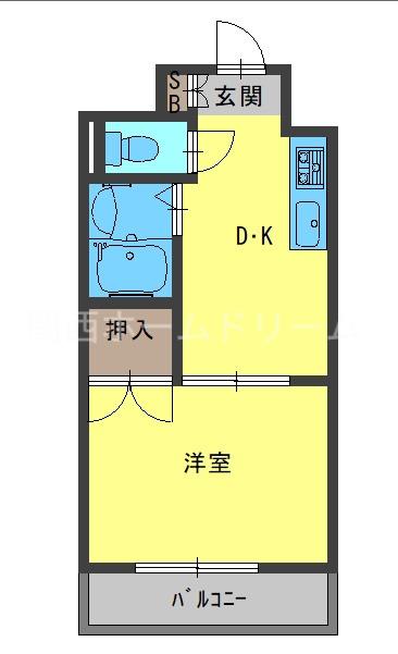 サンクレセント守口(1DK/5階)の間取り写真