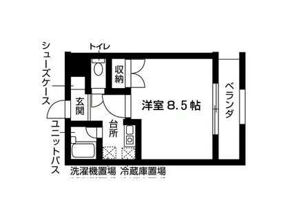 ラフォーレ香椎(1K/3階)の間取り写真