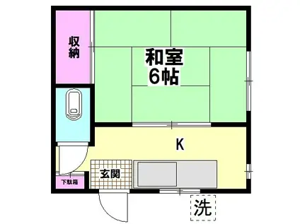 木下荘(1K/2階)の間取り写真