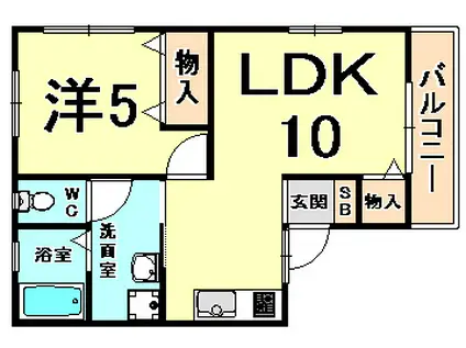 マリンハイツ(1LDK/1階)の間取り写真