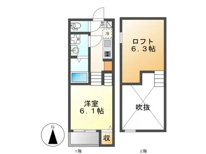 CORDON BLEU (1K/2階)の間取り写真