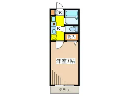 ラベンダーハウス(1K/1階)の間取り写真