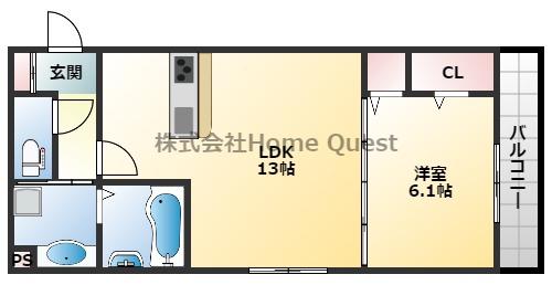 グレイスコートA棟(1LDK/3階)の間取り写真