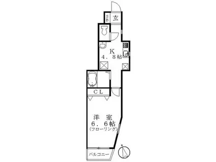 クアトロ馬橋(1K/1階)の間取り写真