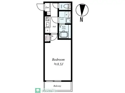 GRADUS坂戸II(1K/1階)の間取り写真