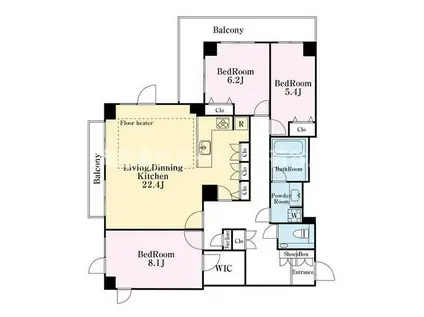 千石三丁目シティハウス(3LDK/3階)の間取り写真