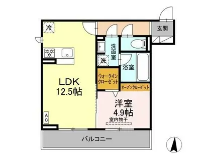 セレスティア本荘中ノ町A(1LDK/3階)の間取り写真