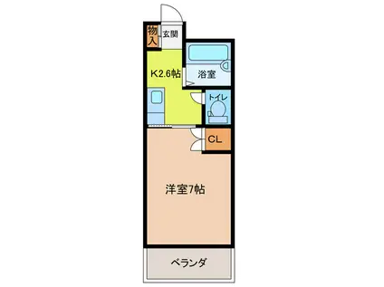 ブルージュハイムI(1K/2階)の間取り写真