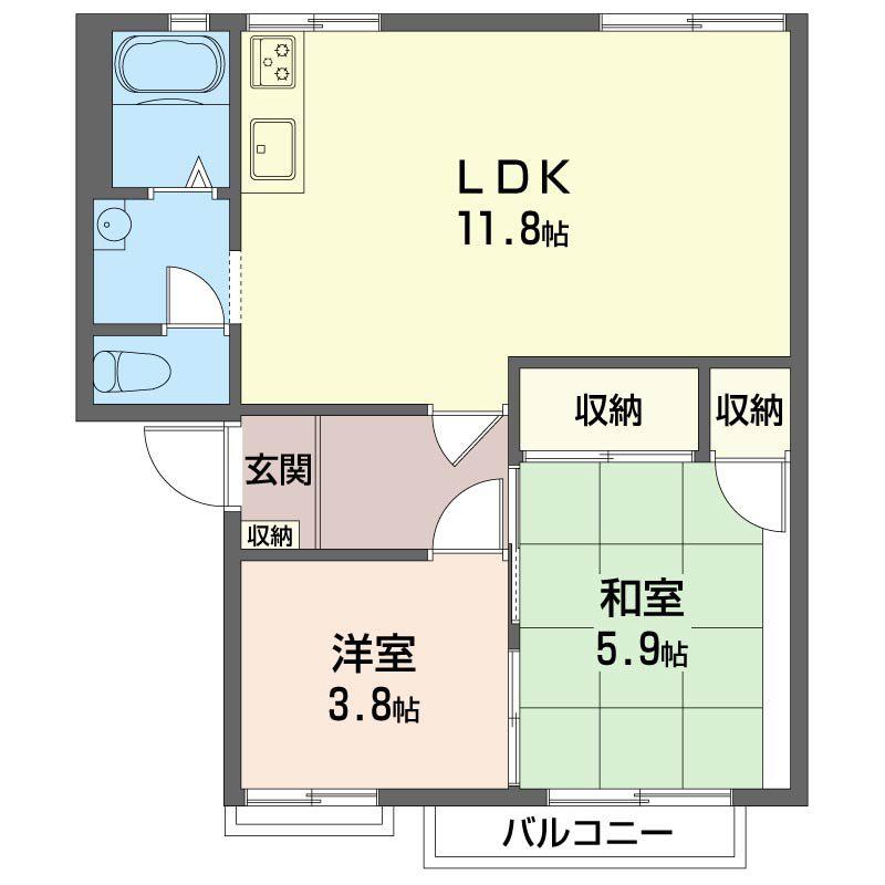 エクセルひかり(2LDK/2階)の間取り写真