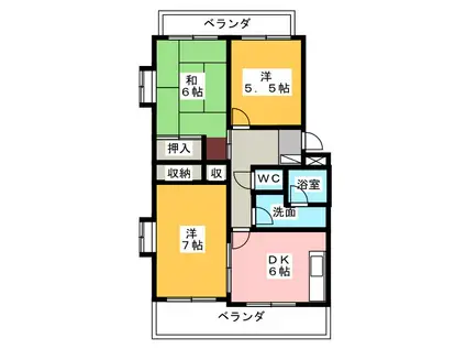 エスポワール21(3DK/1階)の間取り写真
