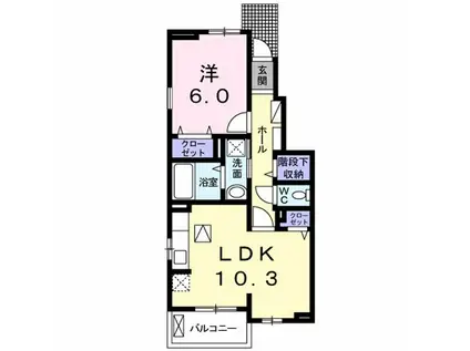 メゾン・プロムナードE(1LDK/1階)の間取り写真