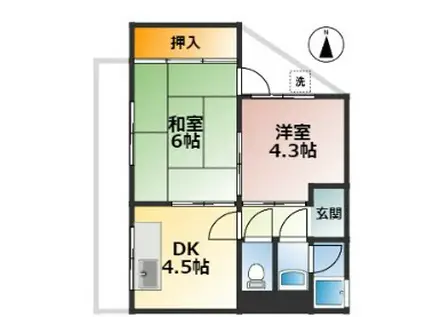 旭マンション(2DK/2階)の間取り写真