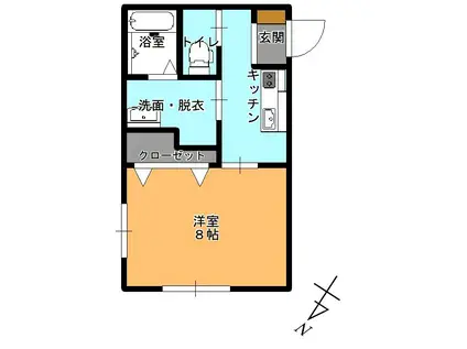 VILLA COURT CARROT 11(1K/2階)の間取り写真