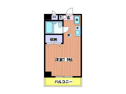 フェニックスヒルズ(1K/1階)の間取り写真