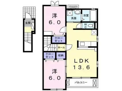 フリーデ センジュ(2LDK/2階)の間取り写真
