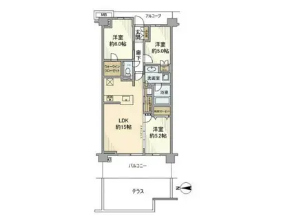 プラウド元住吉ガーデンズ(3LDK/1階)の間取り写真