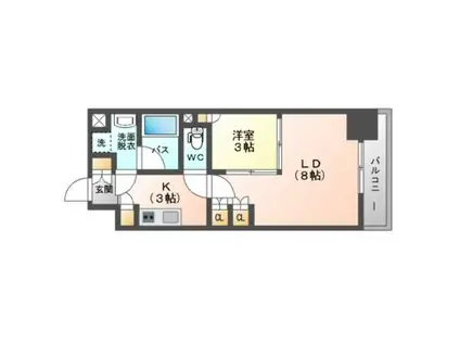 ウエリスアーバン守口(1LDK/6階)の間取り写真