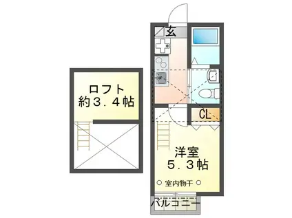 ルミエール(1K/2階)の間取り写真