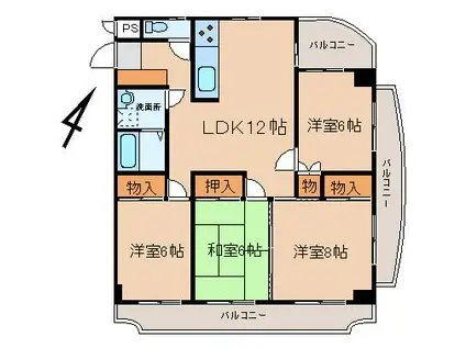ビアン本間II(4LDK/2階)の間取り写真
