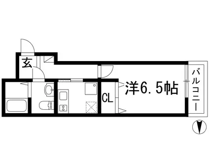 ウィンズコート天神(1K/2階)の間取り写真