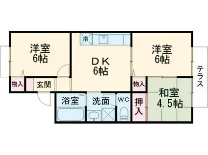 サングレース A棟(3DK/1階)の間取り写真