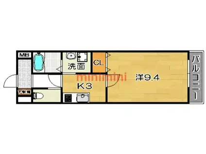 IS SQUARE(1K/2階)の間取り写真