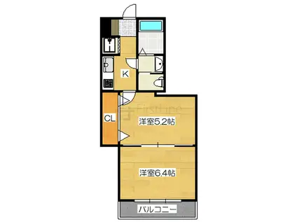 ヴォルフスガルテン太宰府(2K/5階)の間取り写真