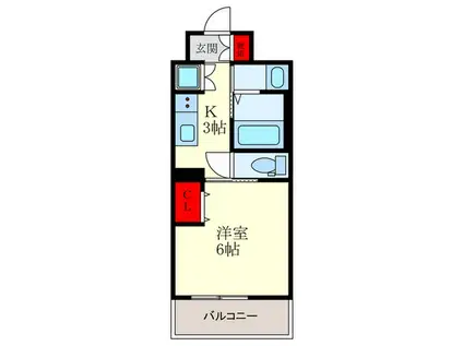 VERDE幸町(1K/1階)の間取り写真