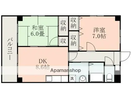エターナル雅(2DK/2階)の間取り写真