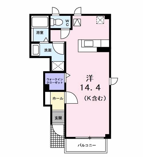 キャプリコートB(ワンルーム/1階)の間取り写真