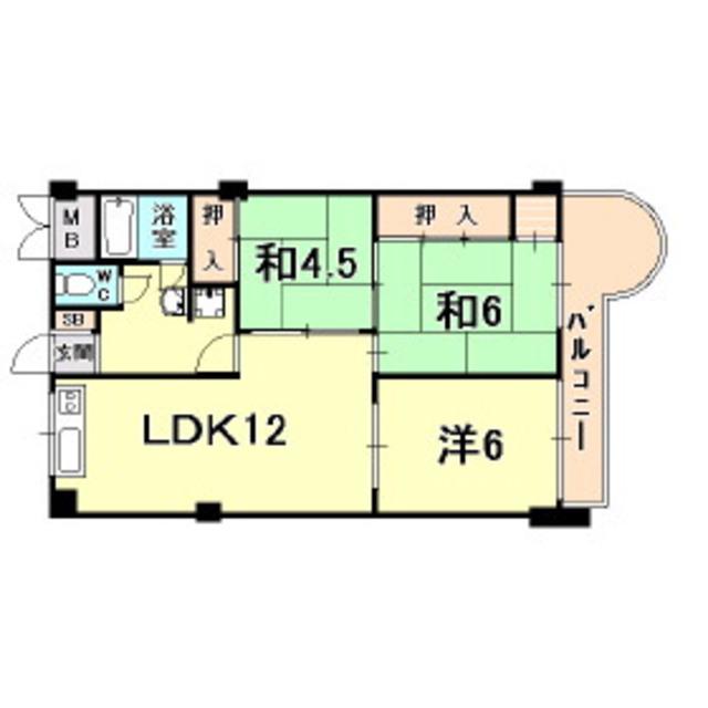 東朋第一マンション(3LDK/5階)の間取り写真
