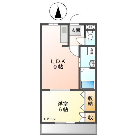 ベルメゾン菰口A(1LDK/2階)の間取り写真