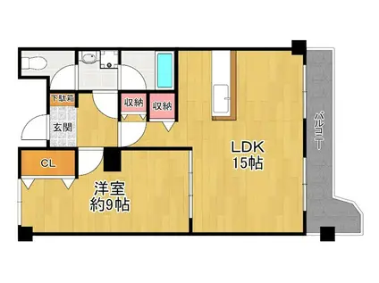 ニューハイツ花水木(1LDK/3階)の間取り写真